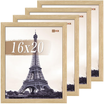 16x20 Frames Oak 4 Pack, Wide Thick Wood Border, for Poster/Prints