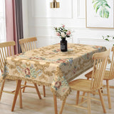 70x108inches Luxury Rectangle Tablecloth Elegant Golden Damask Pink Blue Floral Printed Fabric Table