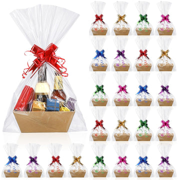 100 Pcs Empty Gift Basket Thick Kraft with Handle, 8 x 6 x 3 Inch
