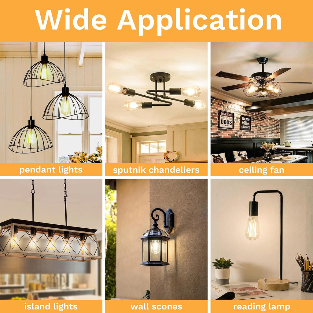 Edison Bulbs ST19 Dimmable E26 Medium Base 3000K Warm White, 3 Pack