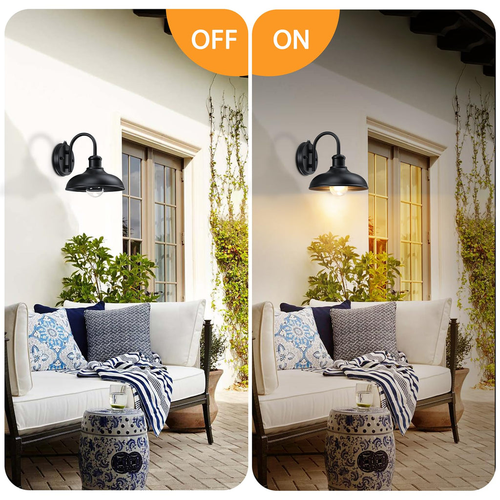 Dusk to Dawn Gooseneck Outdoor Light Fixtures, Farmhouse Barn Lights