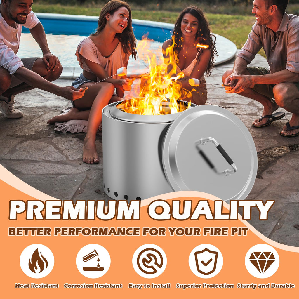Fire Pit Lid for Ranger 15" Accessories, Round Fire Pit Cover for Lid Ranger 2.0/1.0, Stainless Steel Lid with Handle
