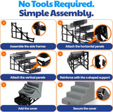 AKC 4-Step Pet Stairs - Durable, Non-Slip Steps for Small Dogs and Cats, Washable Cover, Simple No-Tool Assembly