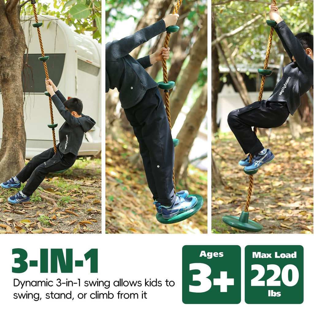 Tree Swing for Kids Rope Swing for Tree Climbing Rope for Kids-Green