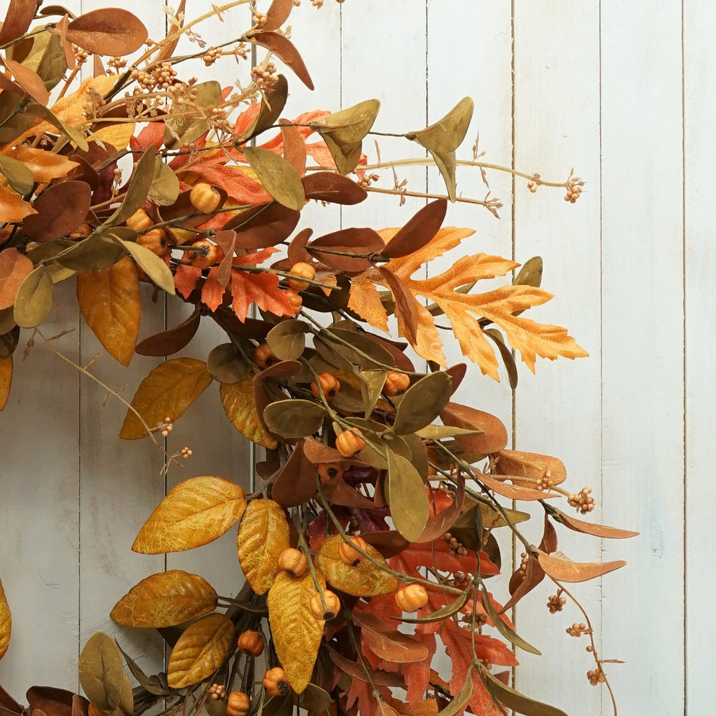 Artificial Fall Wreath for Front Door Autumn Wreath Decor