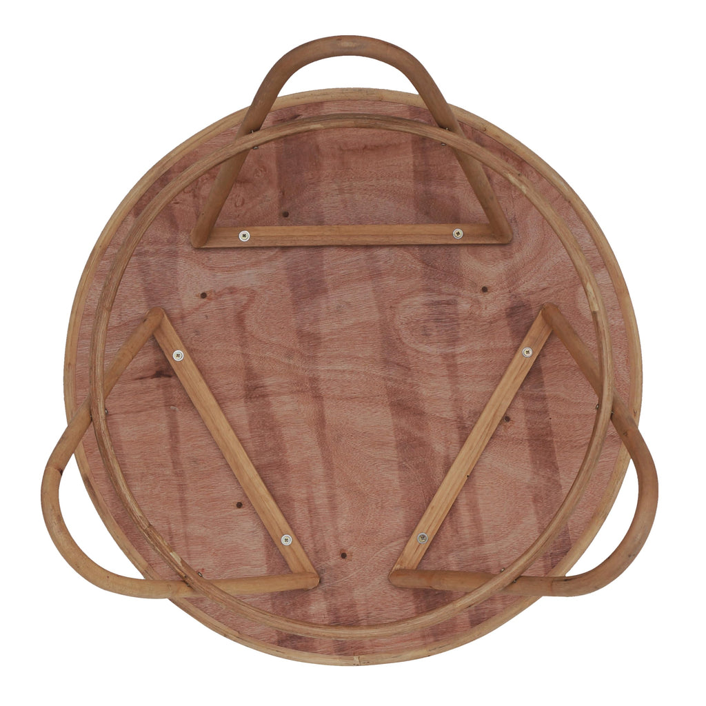 Boho Rattan Coffee Table Round, Handwoven Modern Style Round Wicker Coffee Table, 32x18 '' Brown