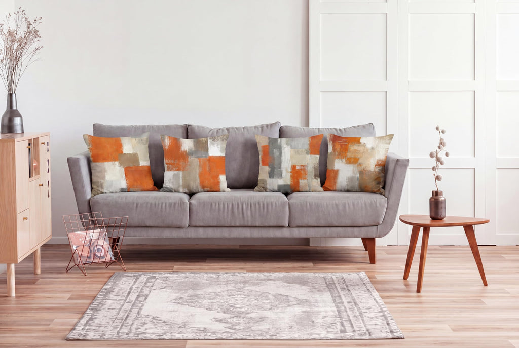 Burnt Orange Modern Abstract Throw Pillow Covers 18x18 Set of 4