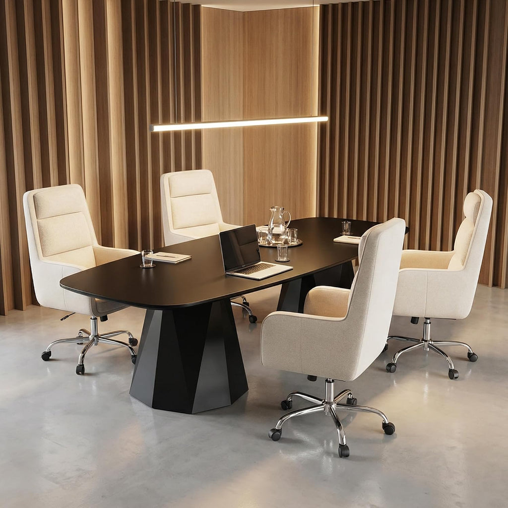 Modern Executive High Back Home, Upholstered Desk Chair with Wheels, Vanity Chair with Head and Lumbar