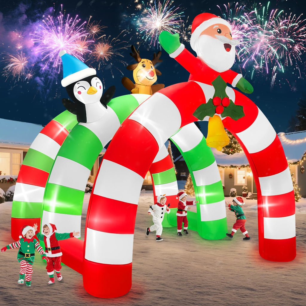 12FT Christmas Inflatable Archway, Santa Elk Inflatable Tunnel
