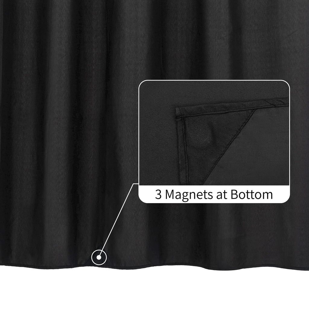 Extra Long Waterproof Fabric Shower Curtain Liner Black 72x84