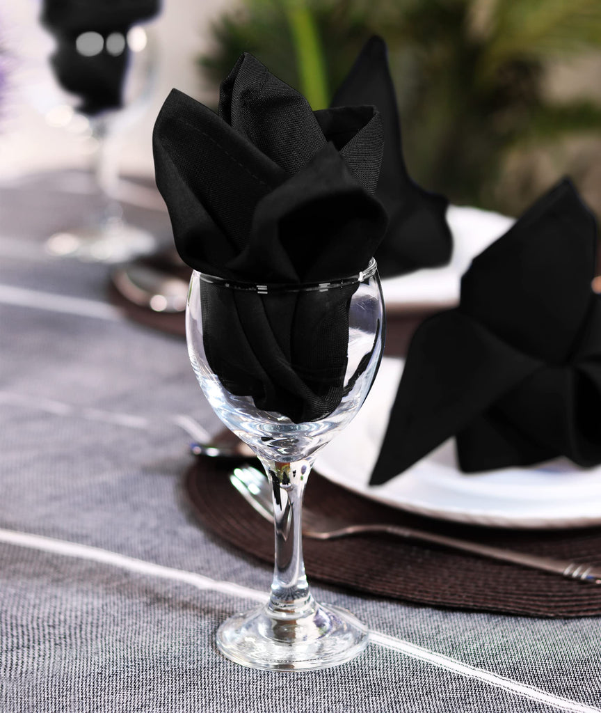 Bulk 144-Pack Cloth Napkins, 20"x20", Wrinkle Resistant, Sturdy, Black