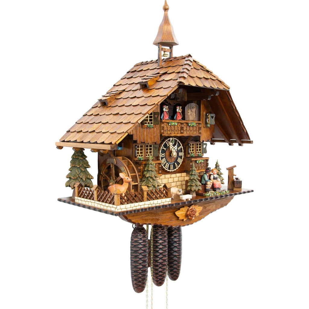 German Cuckoo Clock 8-day-movement Chalet-Style 23.00 inch - Authentic black forest cuckoo clock