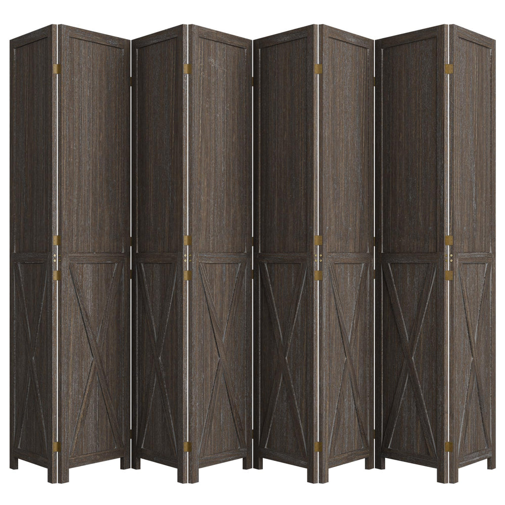 8 Panel Folding Room Divider, Solid Wood Privacy Screen, Freestanding Partition Wall, Temporary Wall
