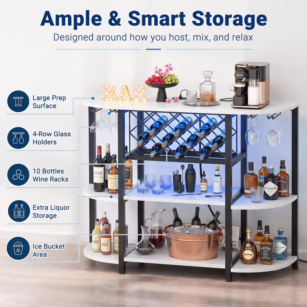 Wine Bar Cabinet with LED Lights and AC | Casa Home Living