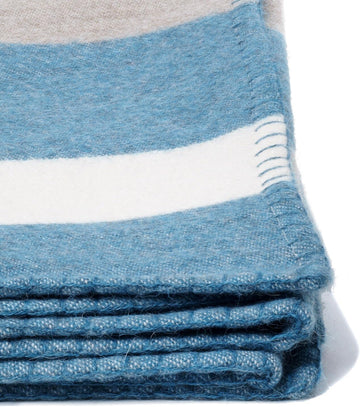 Block Stripe Throw - 100% Baby Alpaca - Peacock/Taupe