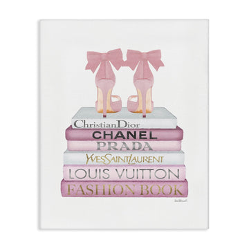 Pastel Pink Heels Books Glam, 16 x 20 Inch Canvas Wall Art