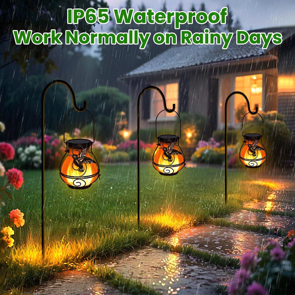 Lanterns Outdoor Waterproof Hummingbird Hanging Solar Lantern