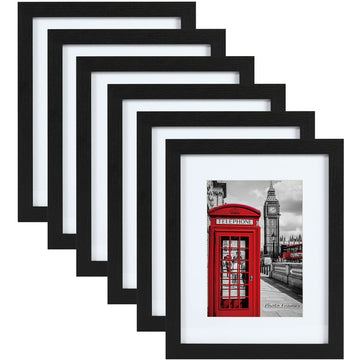 11x14 Picture Frame Set of 6, Wall or Tabletop, Black Woodgrain
