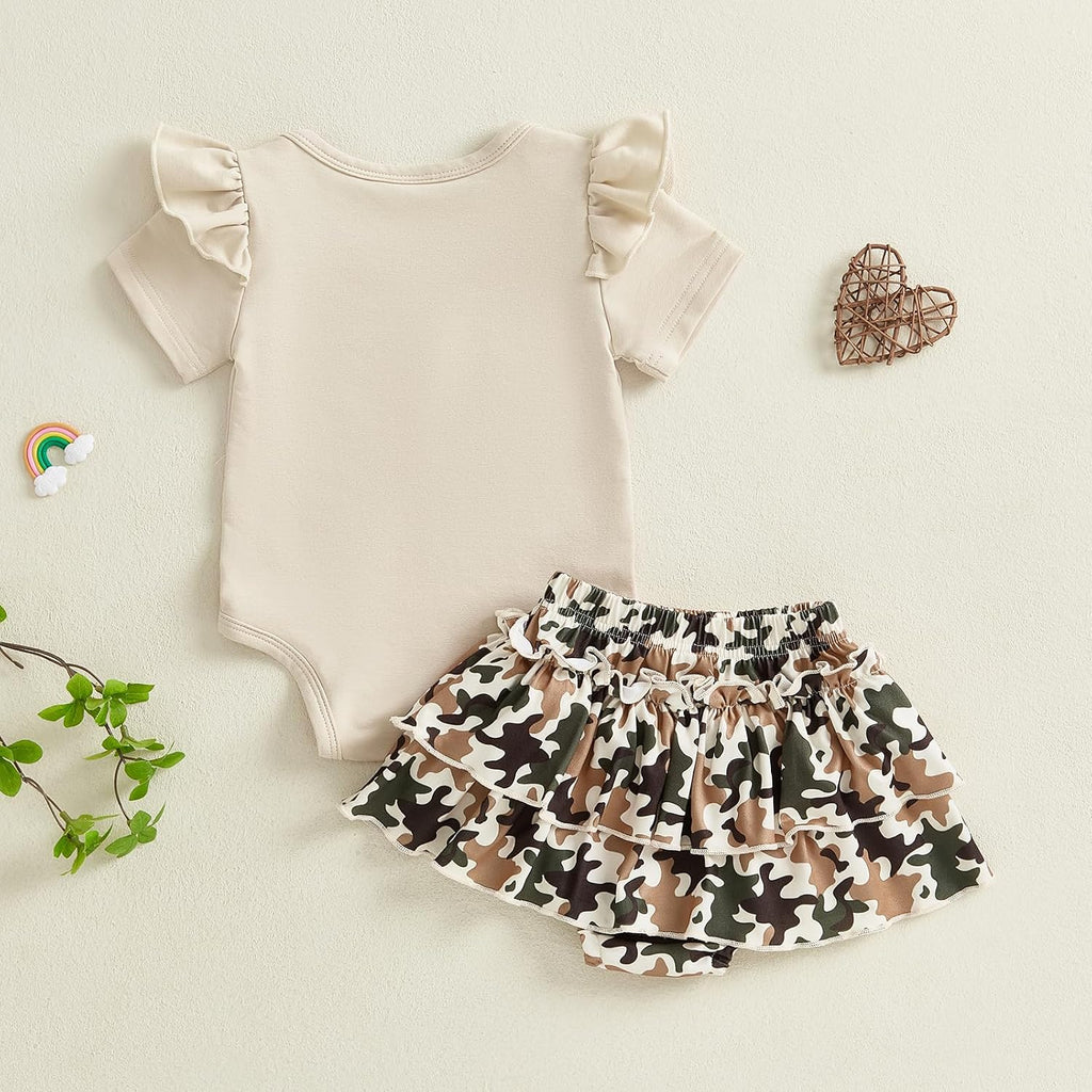 Newborn Summer Clothes Baby Girl Ruffle Short Sleeve Romper Tops Bow Skirt Infant Cute Girl Outfits