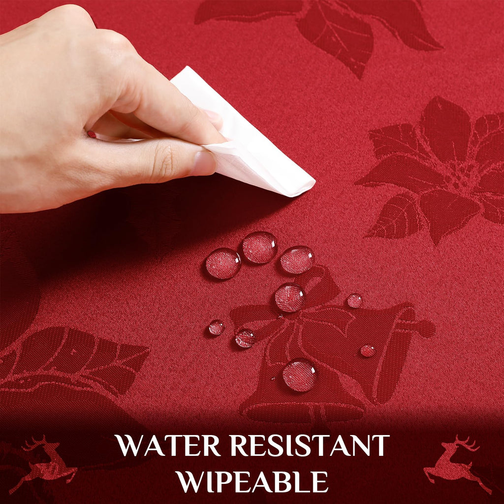 Christmas Jacquard Round Tablecloth, 90 inch, Red