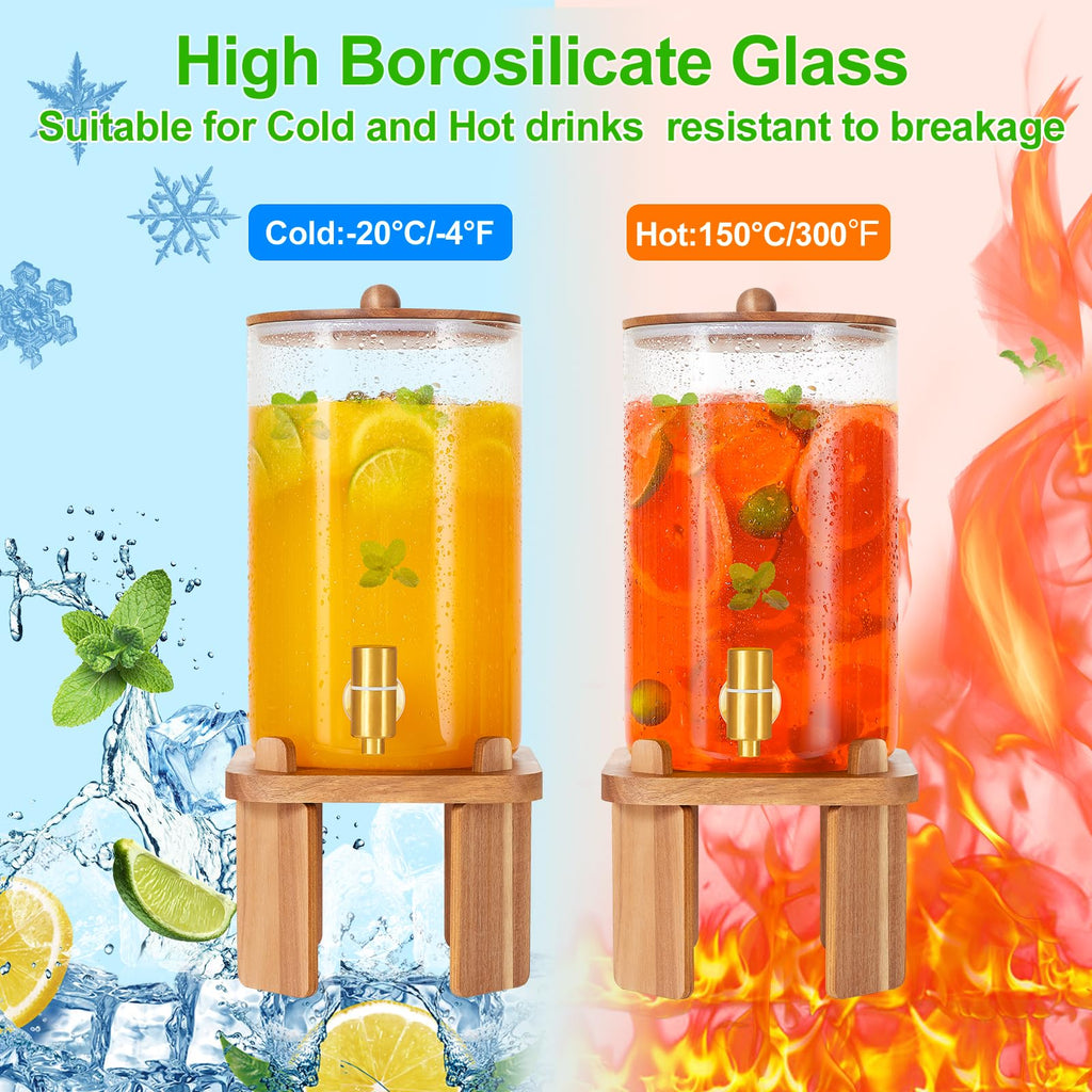 1 Gallon Glass Drink Dispenser for Parties with Stand