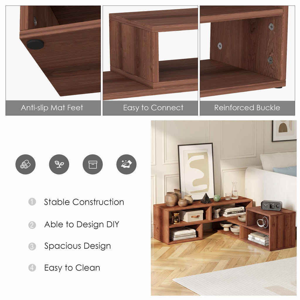 Low-Profile TV Stand, 2-Piece L-Shaped Entertainment Center