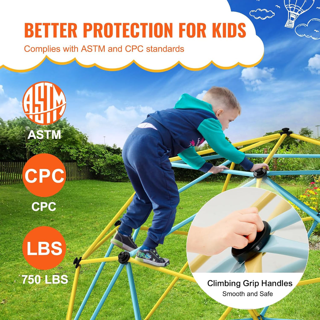 Climbing Dome, 10FT Geometric Dome Climber Play Center for Kids 3 to 10 Years Old, Jungle Gym Supports 750LBS and
