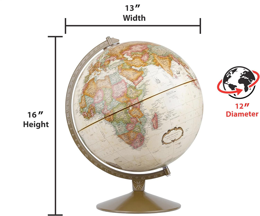 Franklin World Globe, Antique Ocean, 12-Inch Diameter,Over 4,000 Place Names