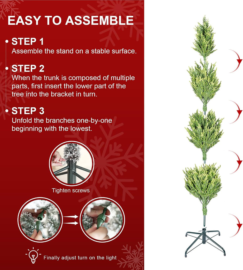 Artificial Norfolk Pine Tree, Prelit Christmas Tree with 200 Twinkling LED Lights, 398 PE Tips, Realistic Slim