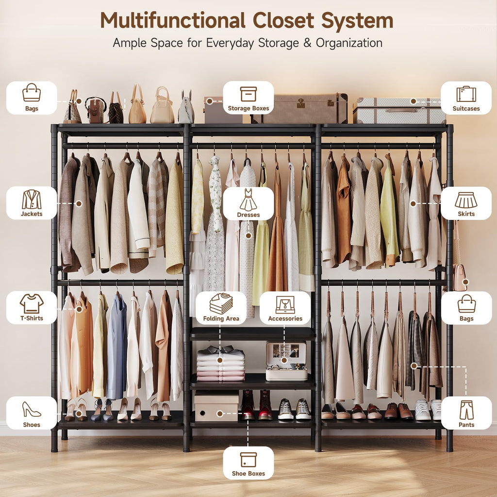 M3 Heavy Duty Closet System Organizer, Freestanding Wardrobe Rack