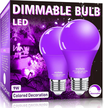 LED A19 Purple Light Bulb, 9W Purple LED Light Replace Up to 100W, E26 Base AC120V Dimmable Colored Light Bulb