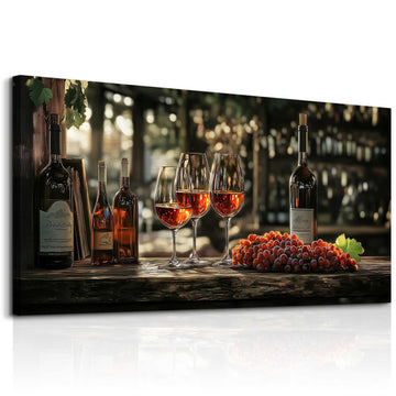 Wall Art Wall Decor Wine Glass Wall Dining Room Painting Still Life Goblet Canvas Wall Pictures Sunrise Sunset