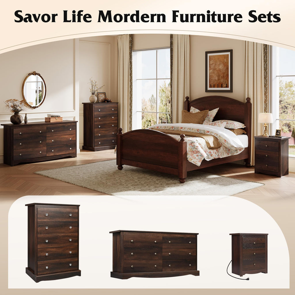 5 Drawer, 45" Tall with Exclusive Anti-Tip Structure, Modern Chest of Drawers with Large Capacity, Closet, Home