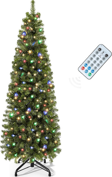 Prelit Green Fraser Fir Pencil Christmas Tree with Remote
