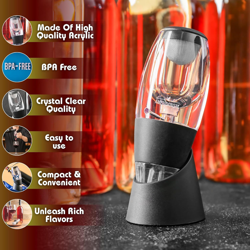Red Wine Aerator- Wine Pourer- Decanter- Premium Wine Aerator with Stand - Decanter Aerating Spout with Filter
