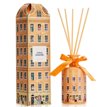 Reed Diffuser - Citrus Sunshine 6.76 fl oz Reed Diffuser with 8 Sticks Home Fragrance Bathroom Shelf Decor (Festive