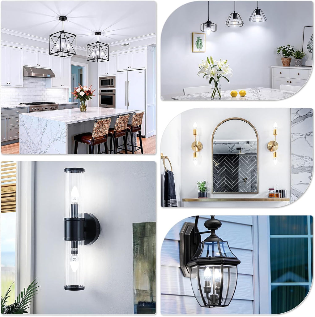 E12 LED Candelabra Light Bulbs 60W Equivalent, 6W 5000K Daylight White, 600LM 85+ CRI Chandelier Bulbs, B11 Candle
