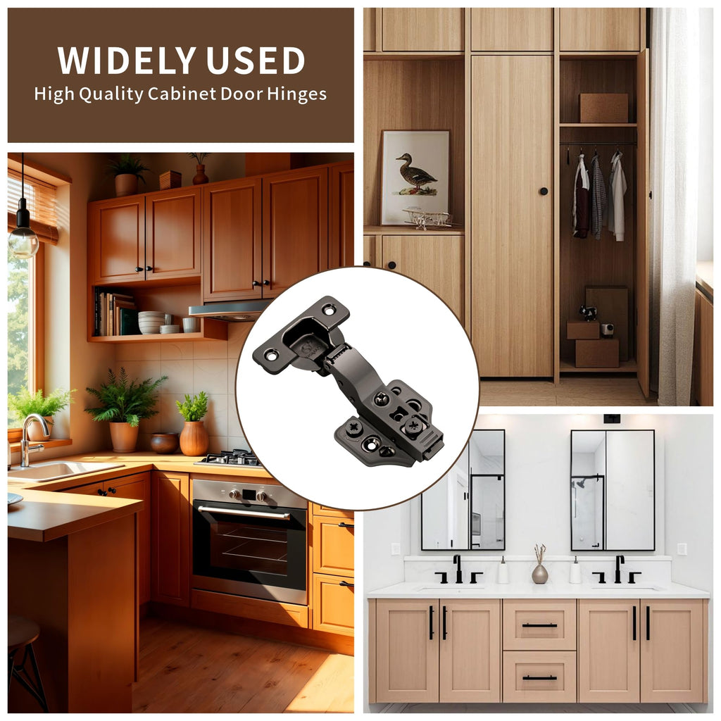 6 Pack Inset Overlay Soft Close Cabinet Hinges 105° Frameless 3 Way Adjustable Soft Close Hinges for Cabinet Doors