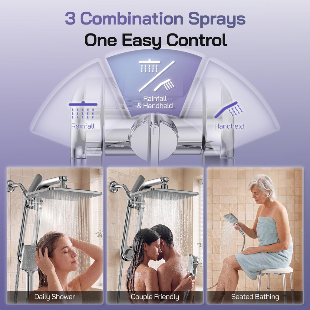 High Pressure Filtered Shower Head with Handheld Combo, Chrome