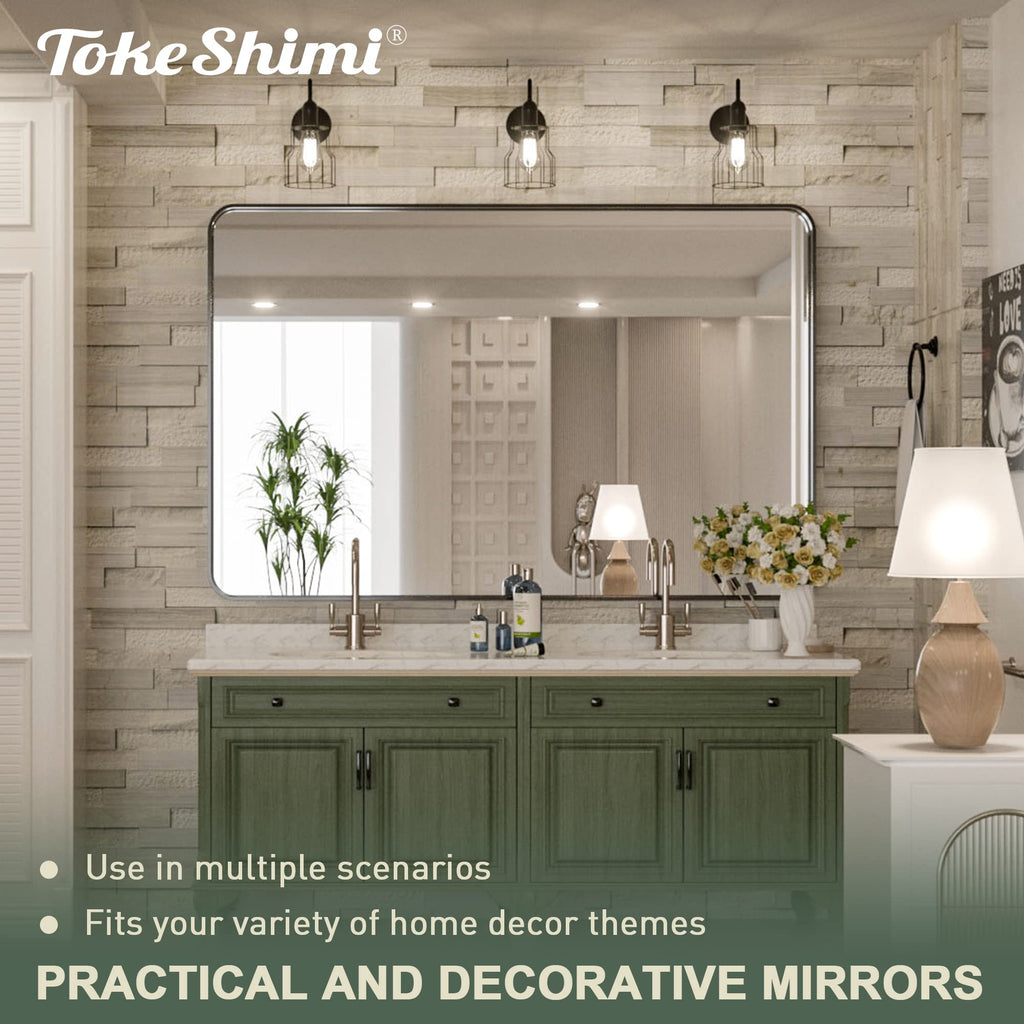 48 x 36 Inch Black Bathroom Vanity Mirror with Non-Rusting Aluminum Alloy Brushed Matte Metal Frame