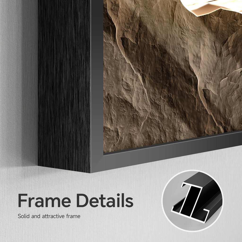 Large Framed Modern Gold Luxury Mountain Wall Art, 60x30 In