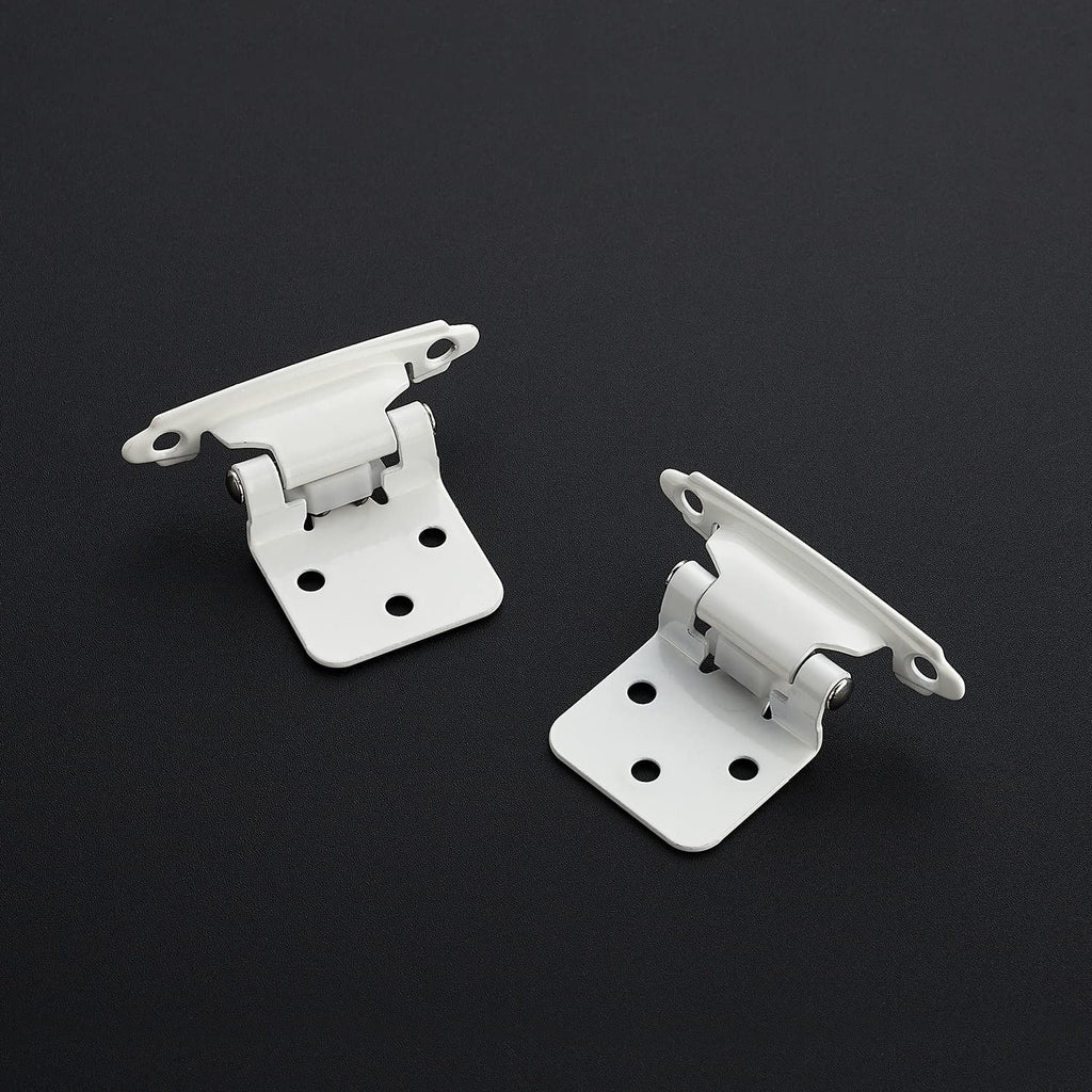 White Cabinet Hinges, 1/2 Inch Overlay, 60 Pack (30 Pairs)