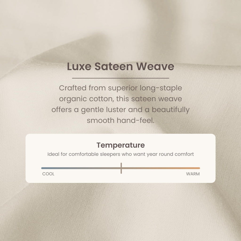 100% Organic Cotton Sheets, 300 Thread Count 4-Piece GOTS Certified Bed Sheet Set Fits Mattress Upto 17" Deep Pocket