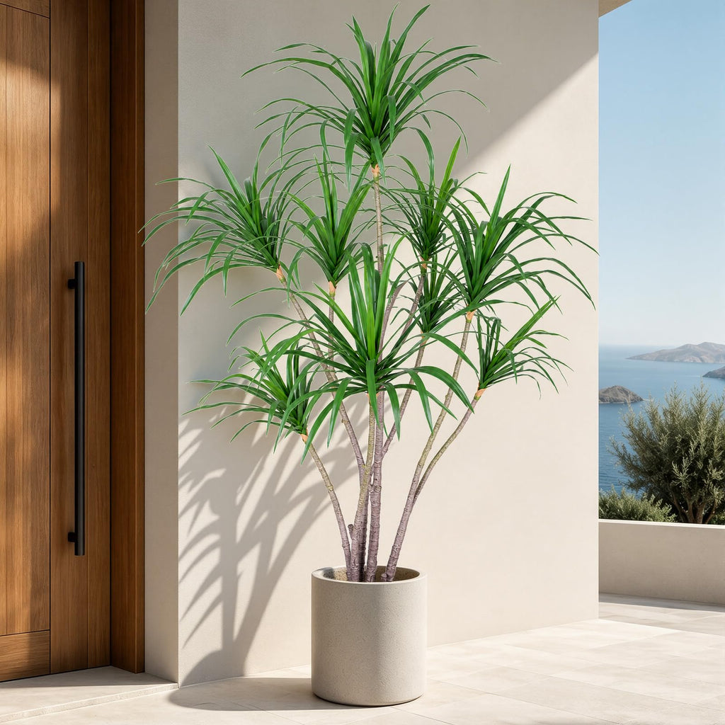 5ft Artificial Dracaena Marginata Tree with 261 Lifelike Leaves & 9 Heads, Tall Large Faux Tropical Yucca Plant Fake