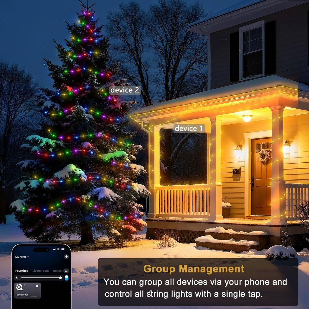 66FT 200 LED Smart String Lights, Plug in Fairy Lights with APP & Remote Control, Music Sync, RGB Warm White, Timer