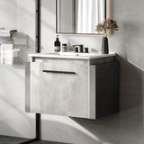 20-Inch Floating Bathroom Vanity with Sink – Wall-Mounted Modern Cabinet with Soft-Close Large Door, Grey