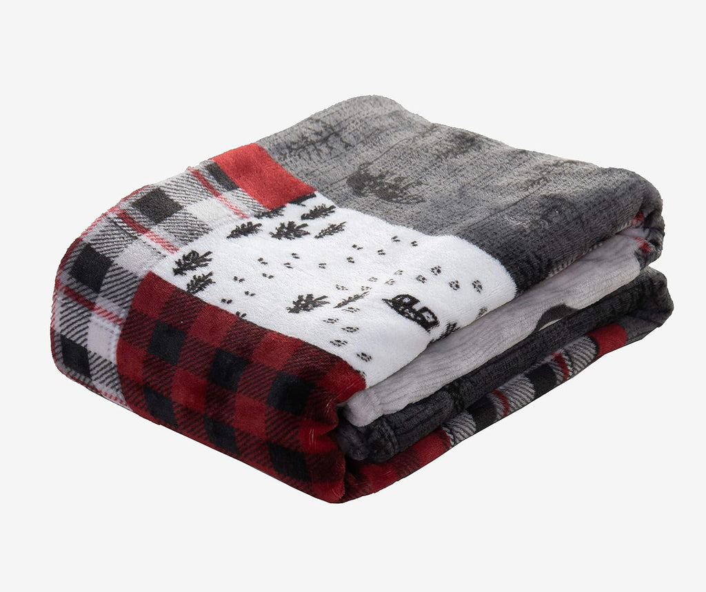 Velvet Touch Ultra Plush Christmas Holiday Printed Fleece Throw/Blanket-50 x 60inch, (Patch), Patchwork