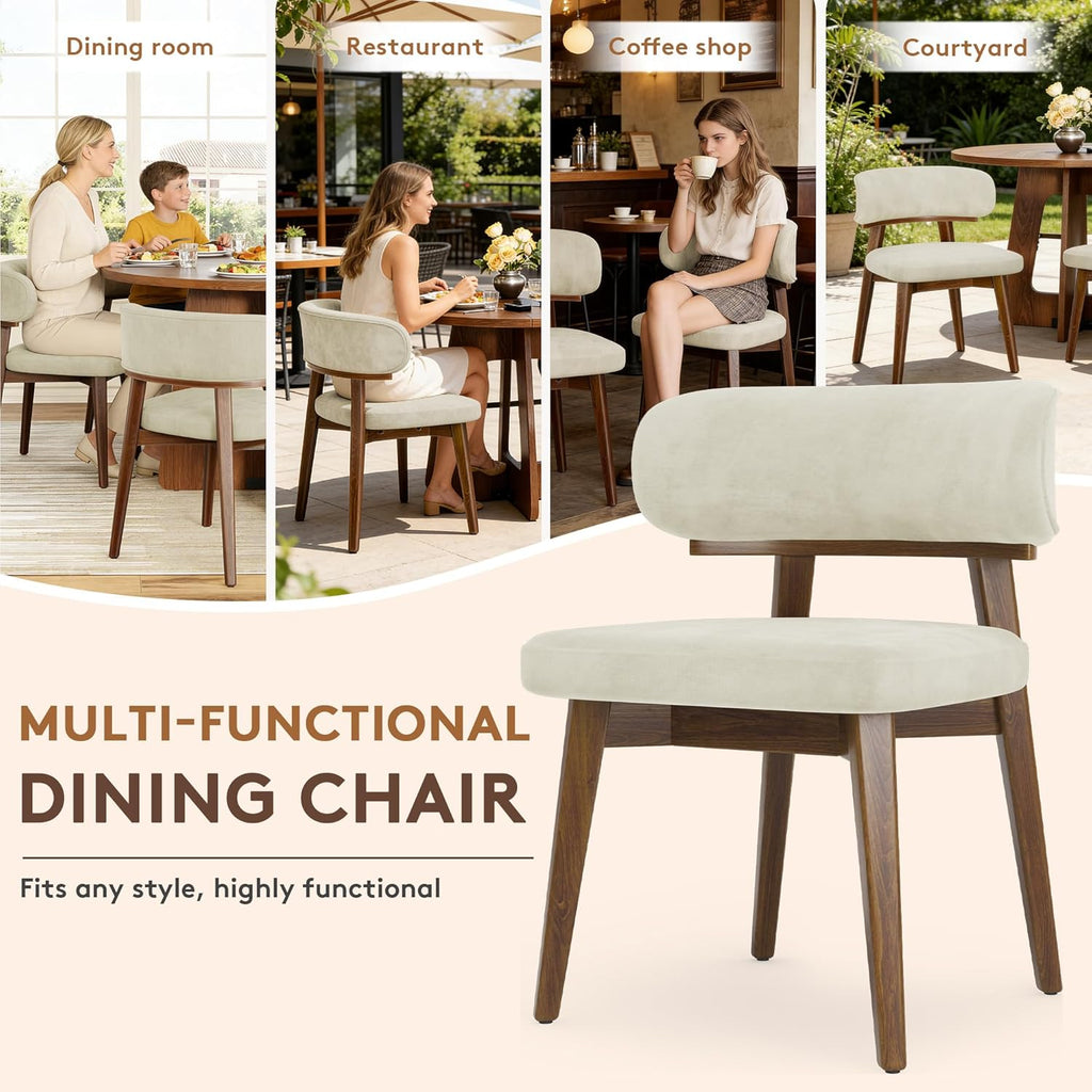 Dining Chairs Set of 4, Modern Upholstered Dining Chairs, Wooden Kitchen Chairs for Dining Room with Ergonomic Curved