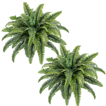 Artificial Ferns for Outdoors, 2 Pcs 34" Fake Ferns w/ Eucalyptus Centered
