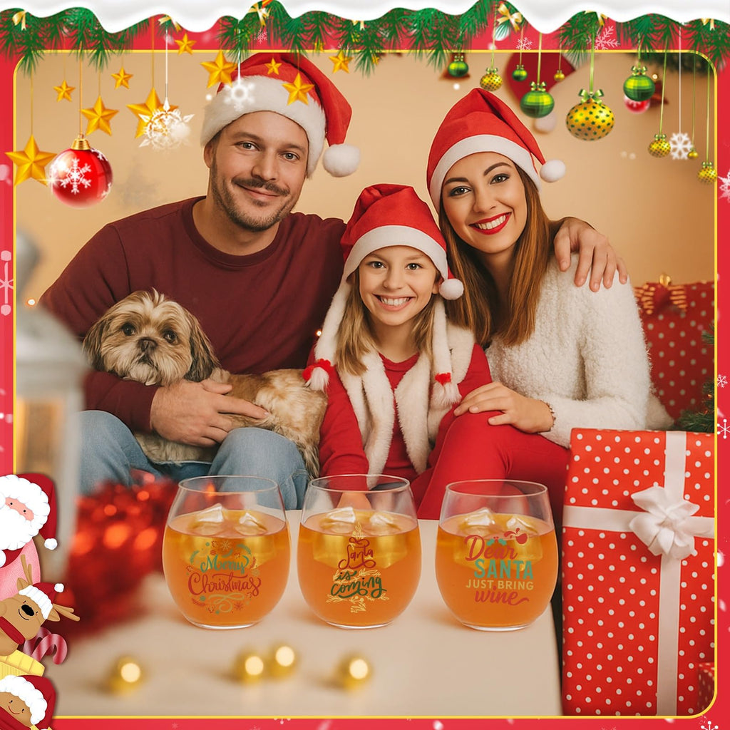 24 Pcs Christmas Plastic Stemless Wine Glasses 12oz Funny Cup Bulk